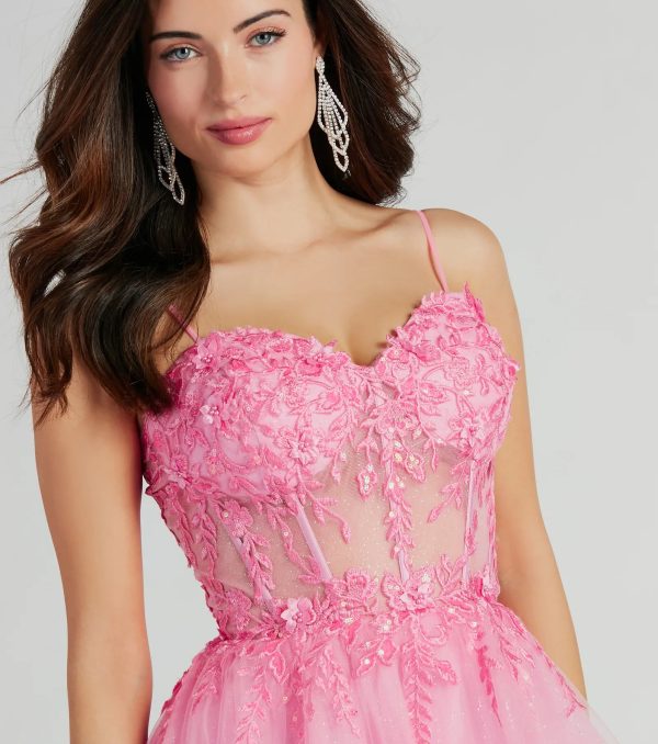 Margo Corset Floral Applique A-Line Ball Gown - Image 3