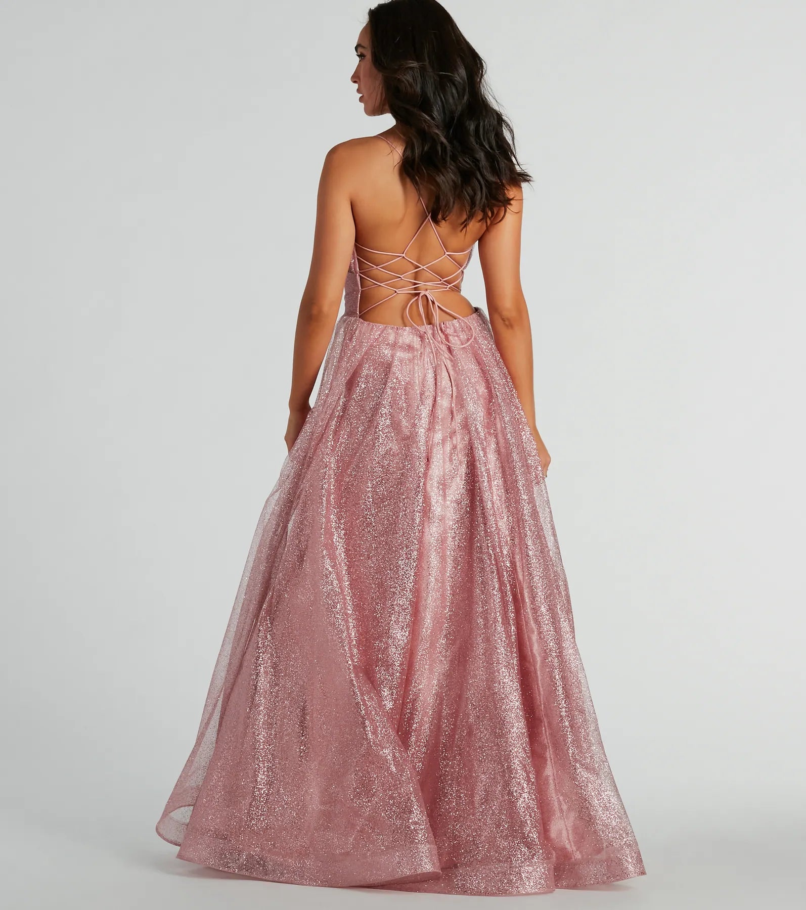 Charlie Sweetheart Lace Up A-Line Glitter Gown - Image 2
