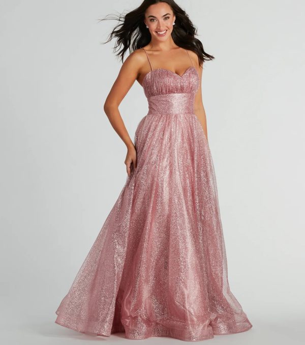Charlie Sweetheart Lace Up A-Line Glitter Gown - Image 4