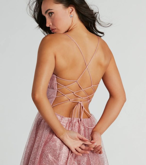 Charlie Sweetheart Lace Up A-Line Glitter Gown - Image 5