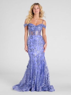 Marie Cold Shoulder Corset Lace-Up Mermaid Gown