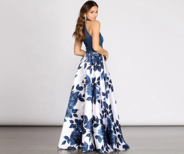 Delia Two Piece Glitter & Satin A-Line Dress - Image 2