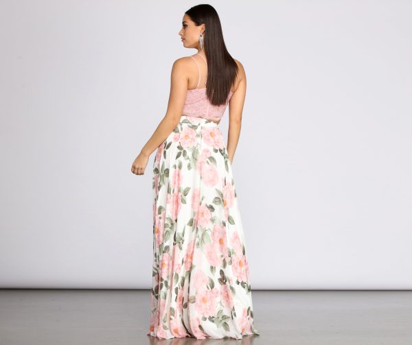 Evie Floral Chiffon Two Piece Dress - Image 2