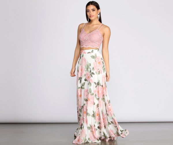 Evie Floral Chiffon Two Piece Dress - Image 3