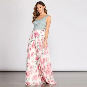 Kendra Two Piece Lace & Chiffon Dress