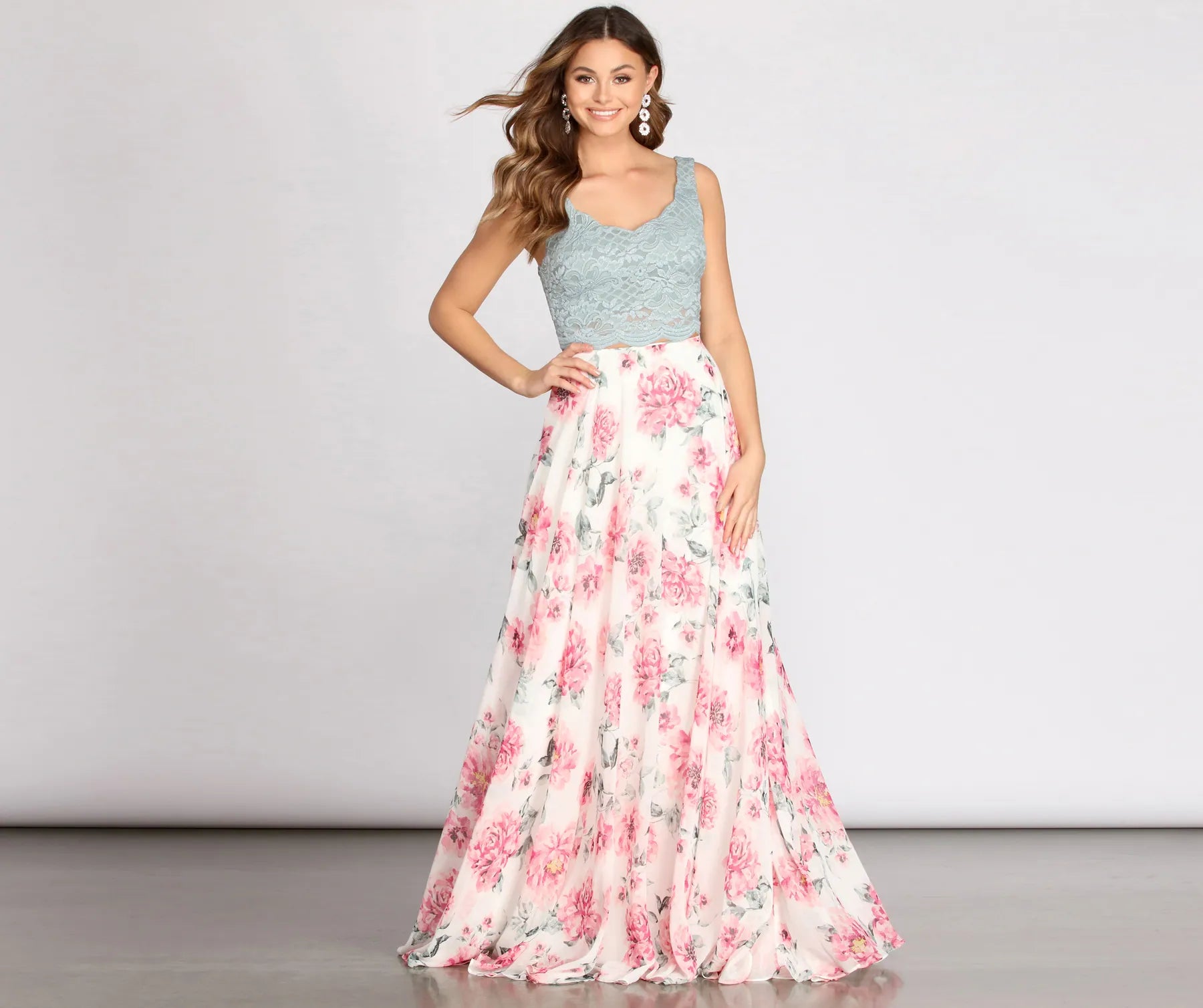 Kendra Two Piece Lace & Chiffon Dress - Image 4