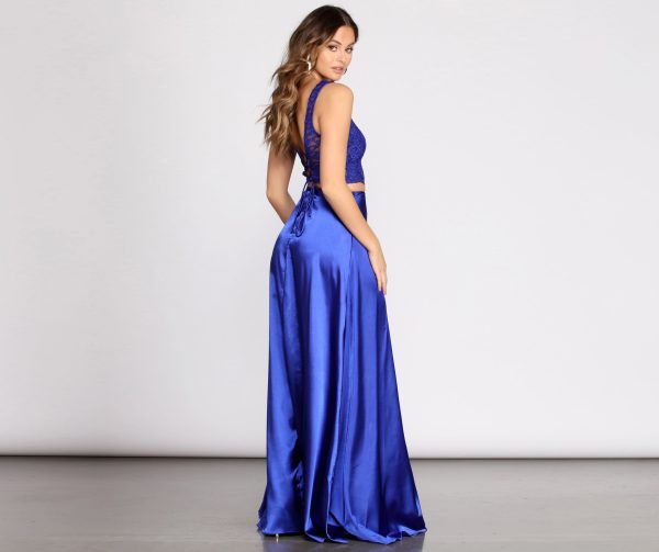Kinsey Two Piece Glitter Lace & Satin Dress - Image 2