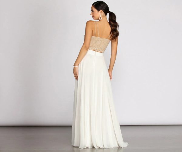 Magnolia Two Piece Scallop Lace Glitter A-Line Dress - Image 2