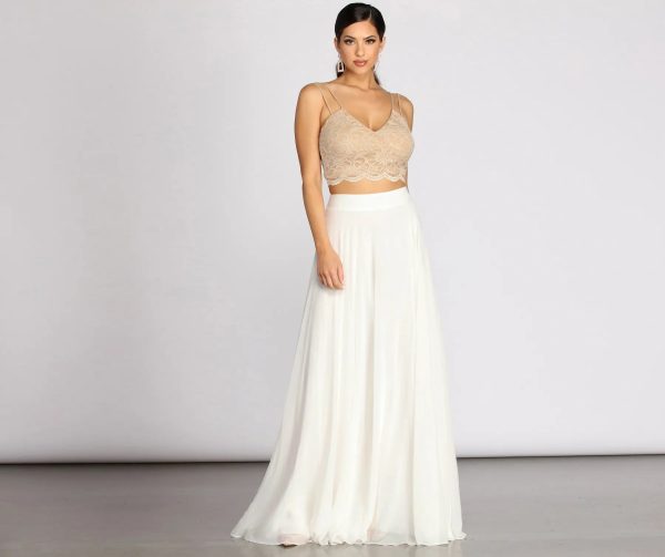Magnolia Two Piece Scallop Lace Glitter A-Line Dress - Image 4