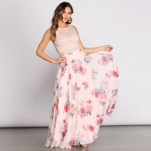 Grace Two Piece Lace & Chiffon Dress