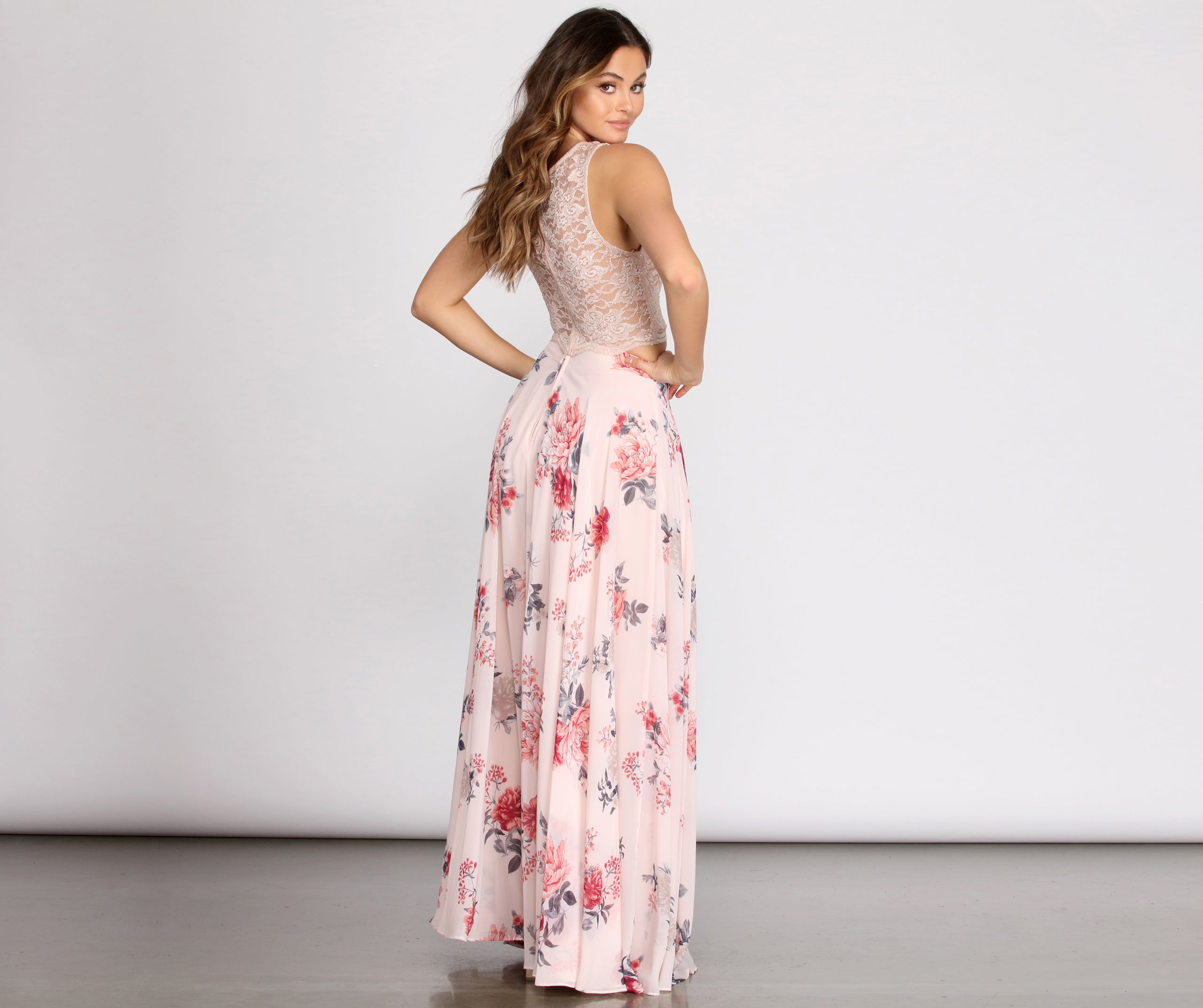 Grace Two Piece Lace & Chiffon Dress - Image 2