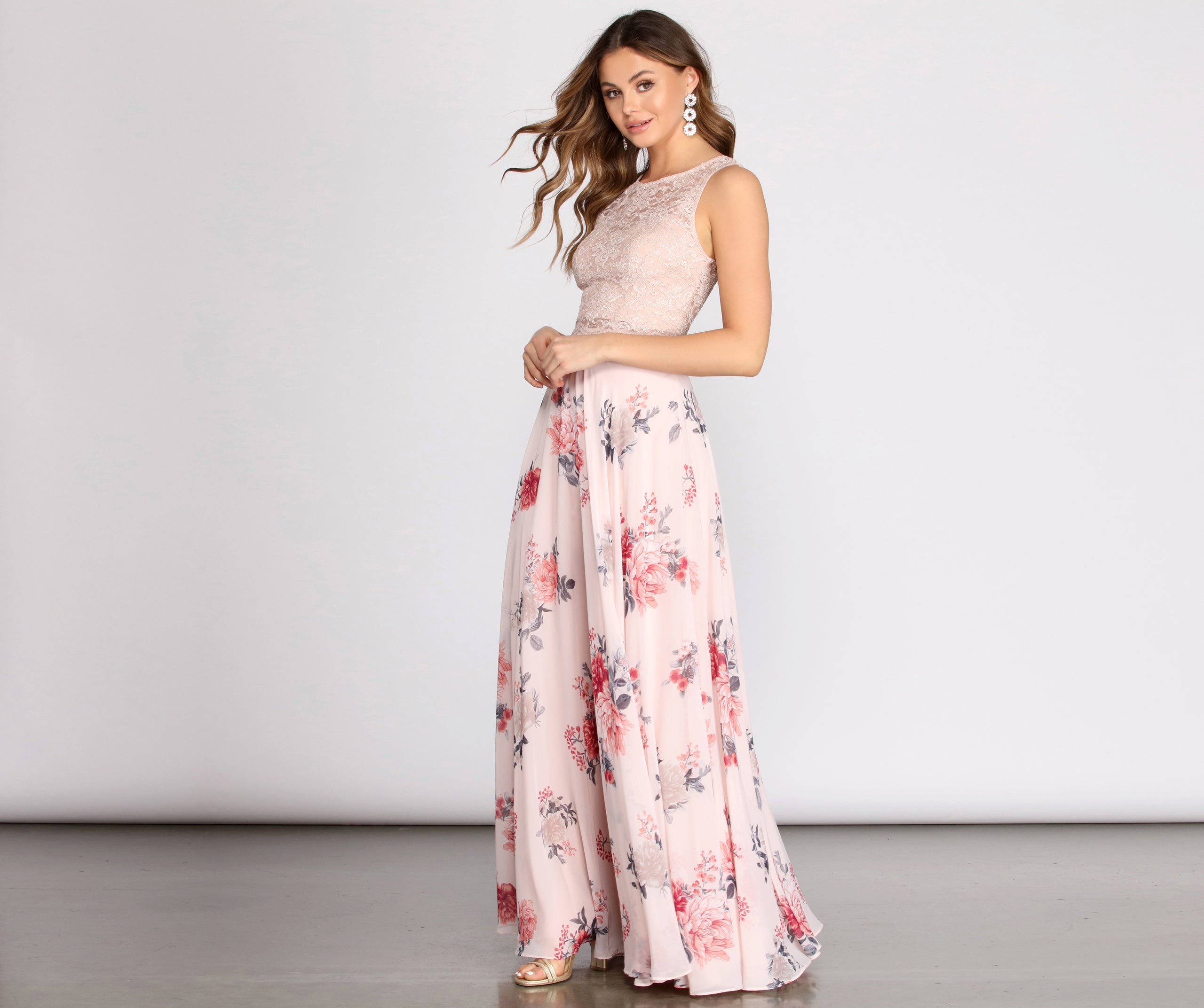 Grace Two Piece Lace & Chiffon Dress - Image 3