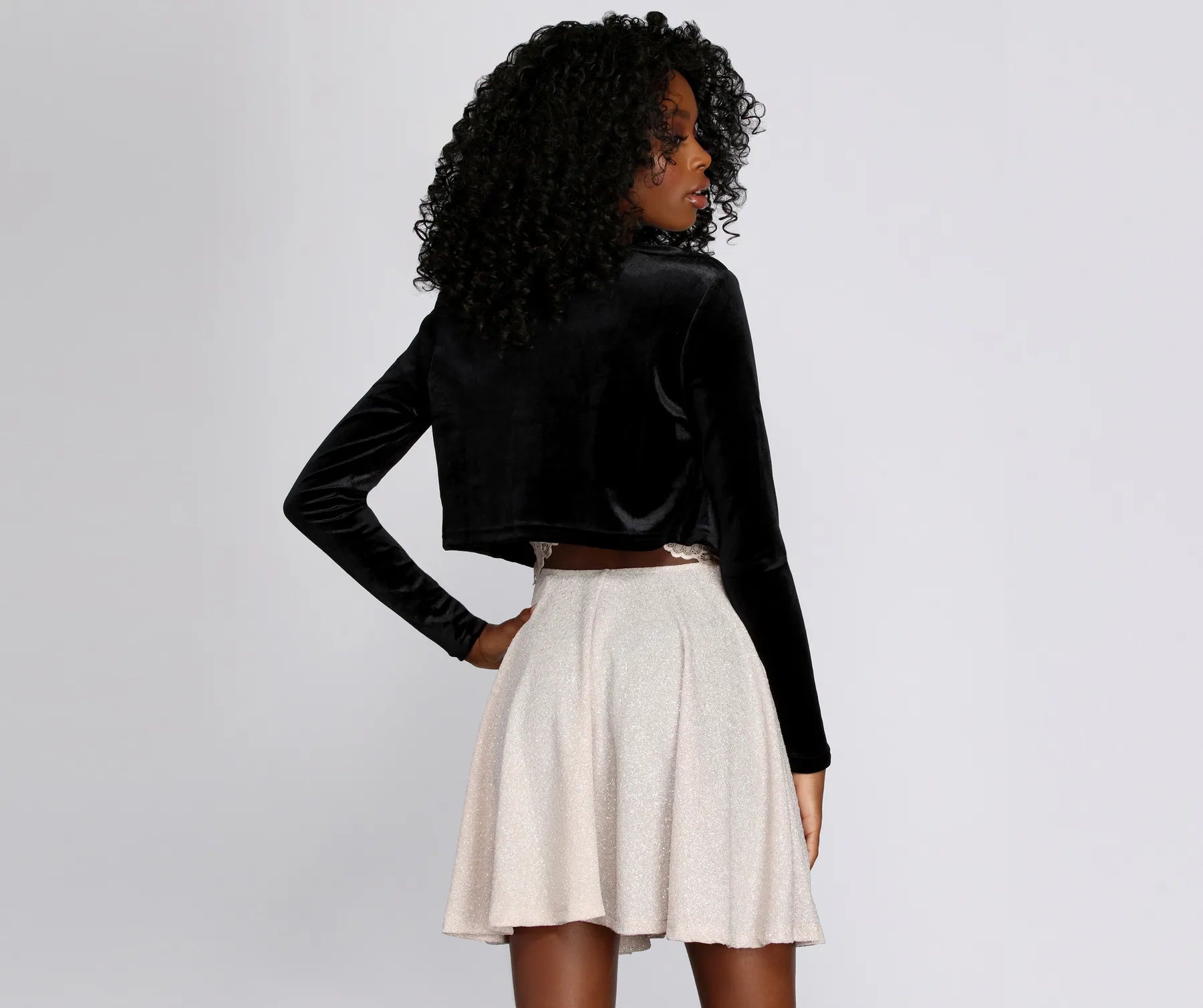 Velvet Crop Bolero Cover Jacket - Image 2