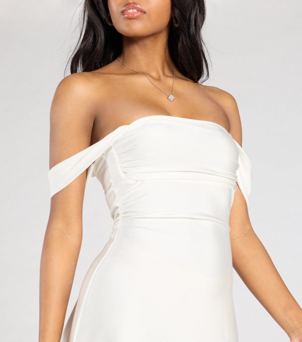 Classics Lover Off-The-Shoulder Satin A-Line Mini Dress - Image 8