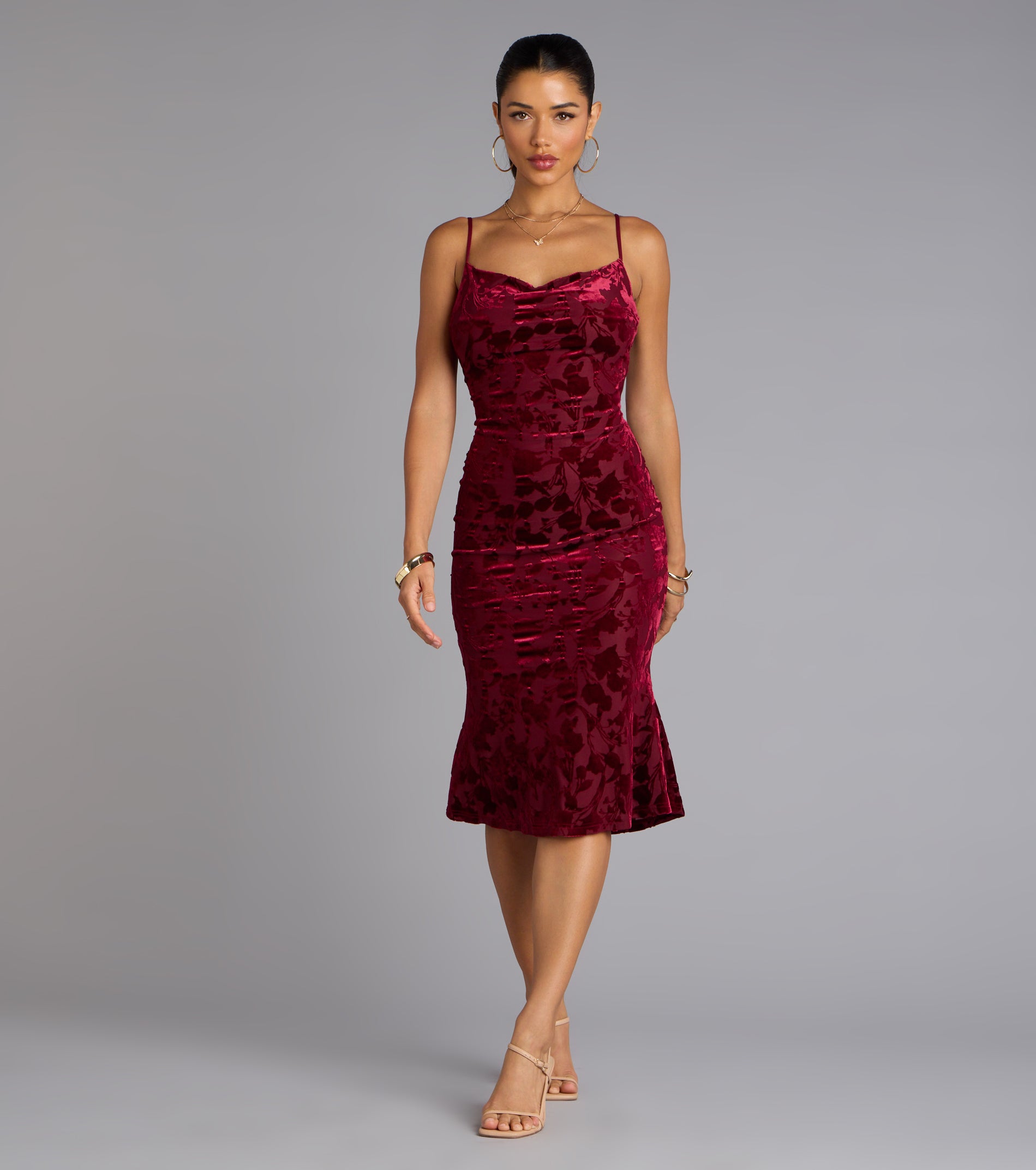 Oh-So-Chic Floral Velvet Burnout Midi Dress - Image 10