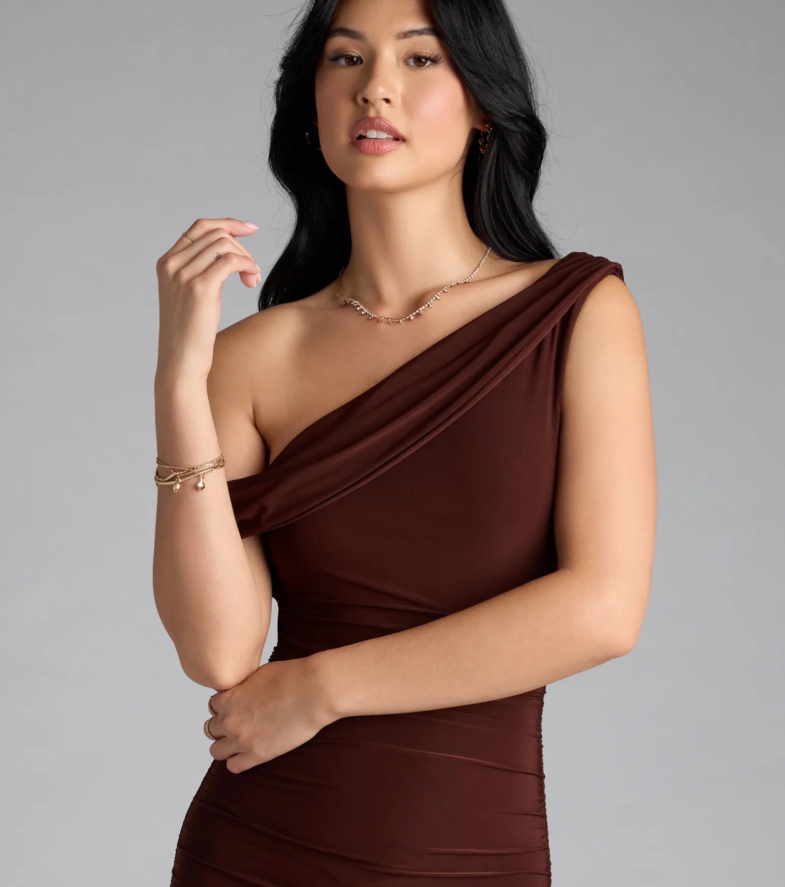 Can't Deny It One-Shoulder Bodycon Midi Dress - Image 8