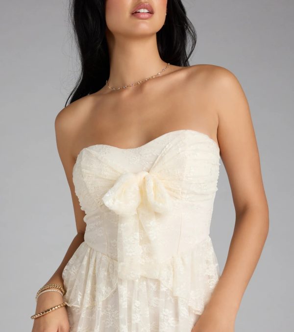 Love Stories Tie Front Ruffle Lace Skater Dress - Image 4
