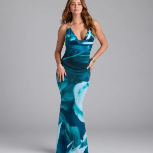Dinner With A View Abstract Open Back Maxi Dress
