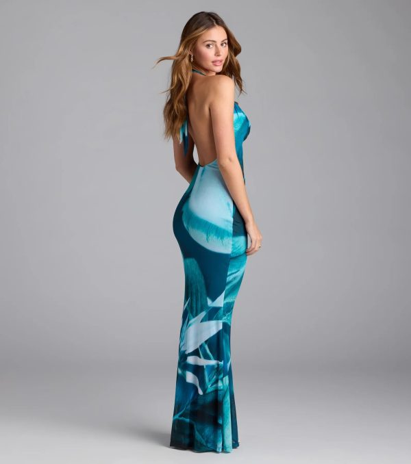 Dinner With A View Abstract Open Back Maxi Dress - Image 2