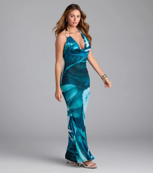 Dinner With A View Abstract Open Back Maxi Dress - Image 4