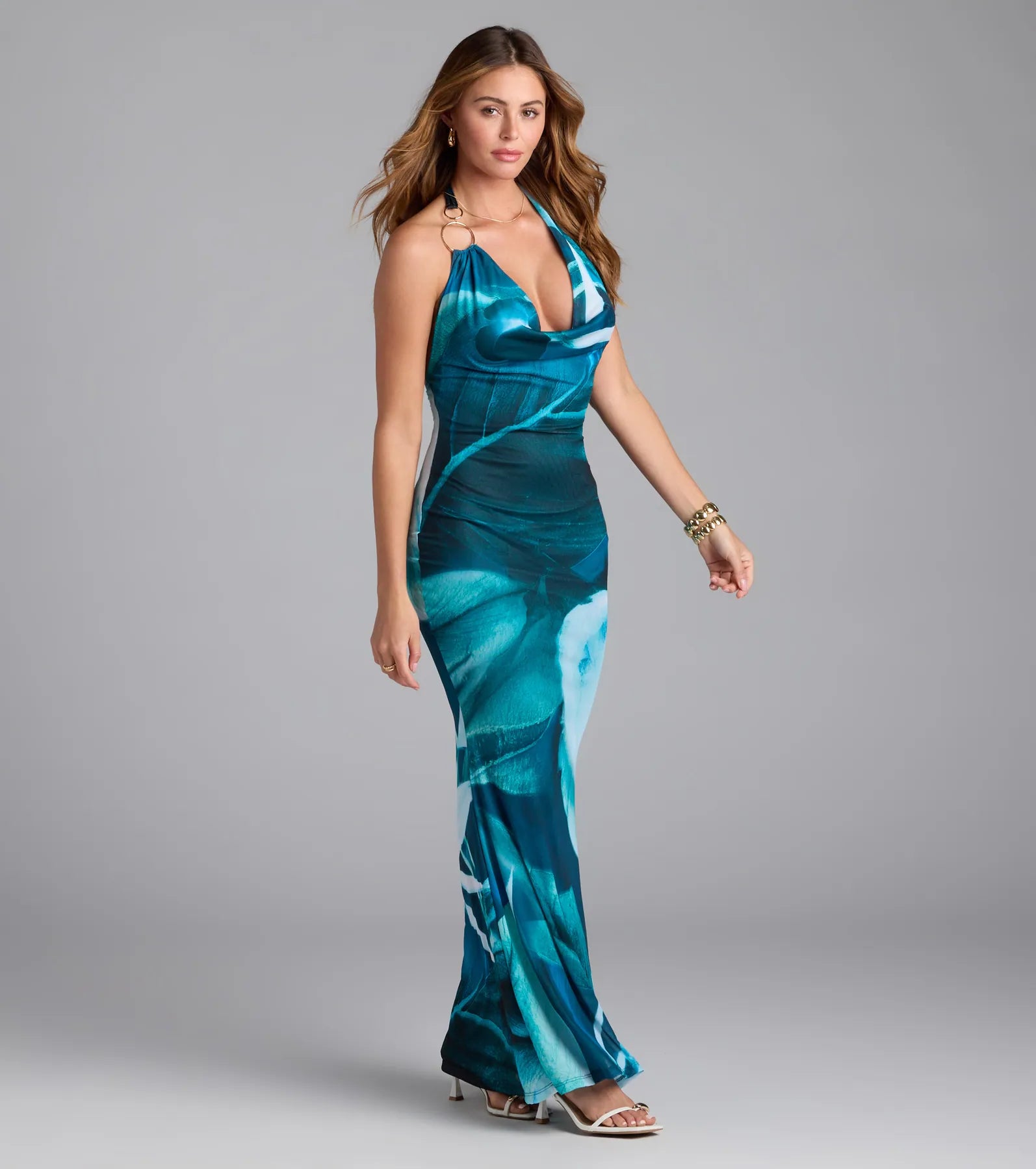 Dinner With A View Abstract Open Back Maxi Dress - Image 4
