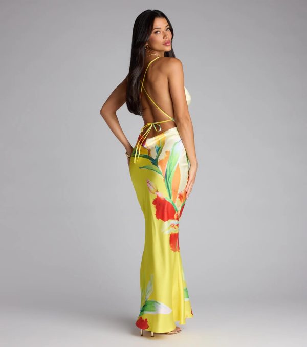 Sunset Muse Floral Satin Maxi Dress - Image 4