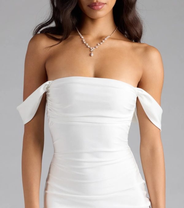 Exceptional Off-The-Shoulder Flared Midi Dress - Image 23
