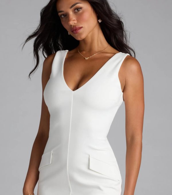 Dreams Come True V-Neck Ponte Mini Dress - Image 4