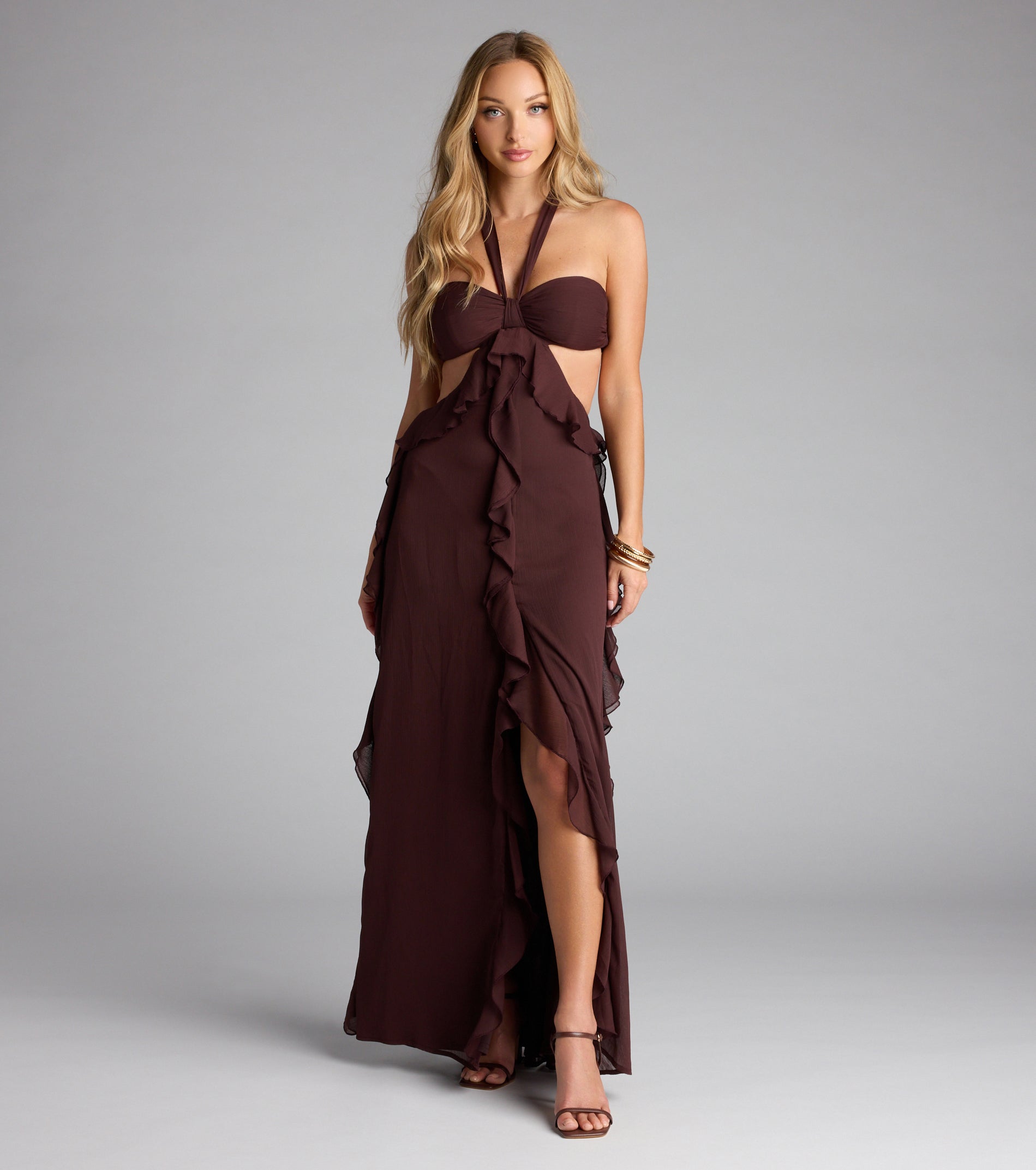 Ruffle and Ready Chiffon Halter Maxi Dress - Image 5