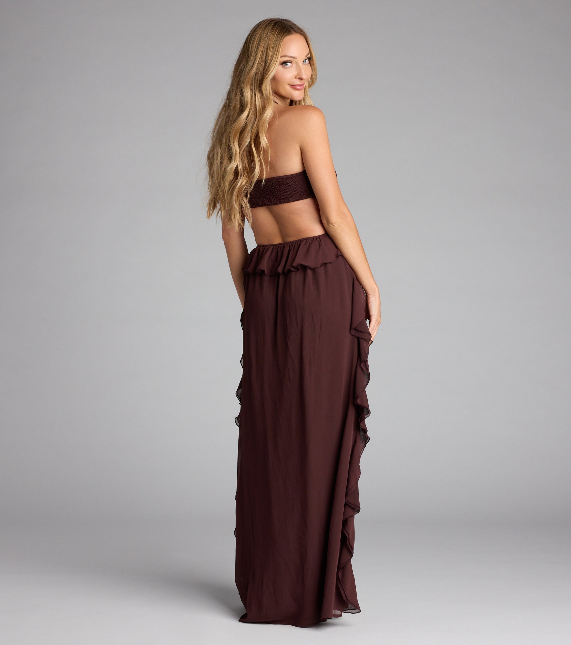 Ruffle and Ready Chiffon Halter Maxi Dress - Image 6