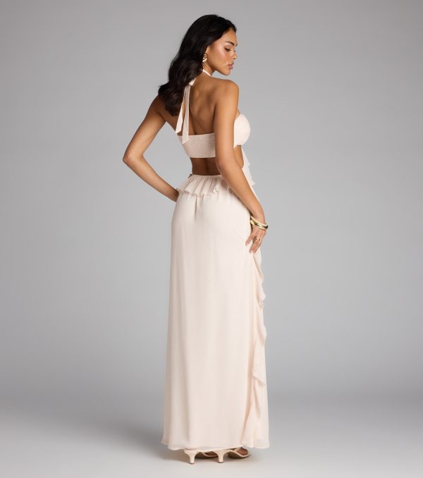 Ruffle and Ready Chiffon Halter Maxi Dress - Image 2