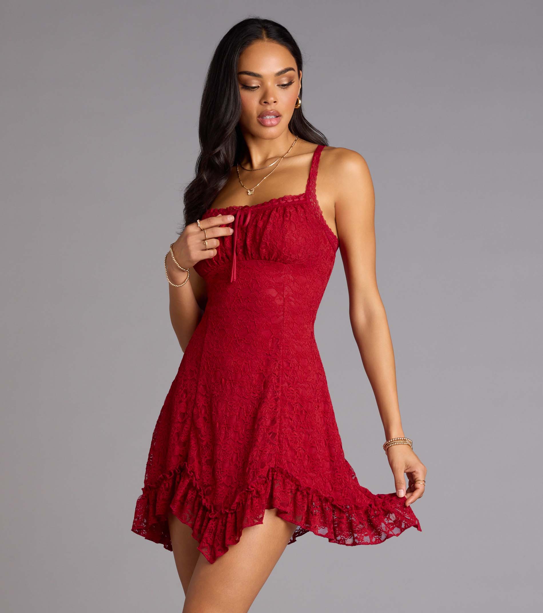 Desert Sun Lace Ruffle Mini Dress - Image 5
