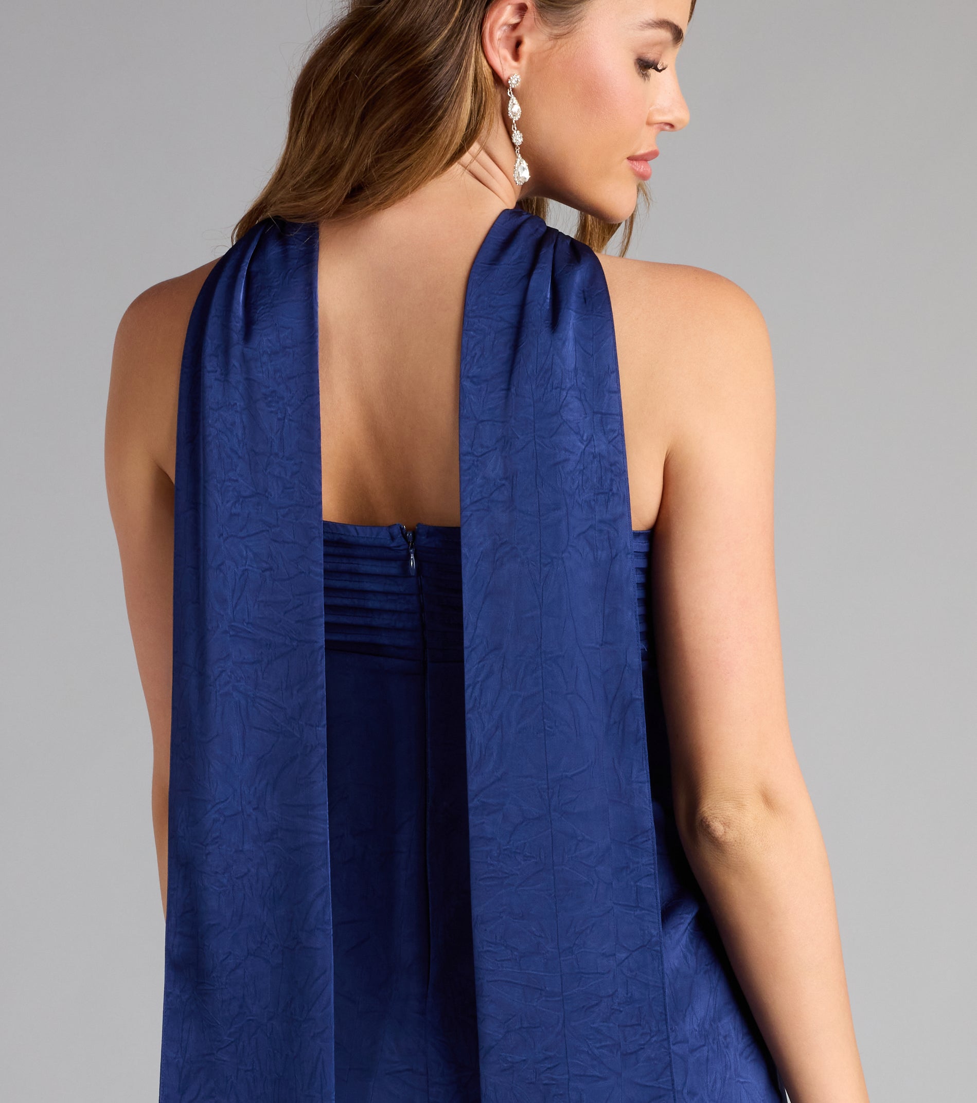 Eyes On Me Satin Mini Dress With Scarf - Image 5