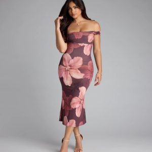Love in Bloom Floral Off-Shoulder Dress