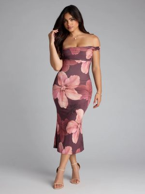 Love in Bloom Floral Off-Shoulder Dress