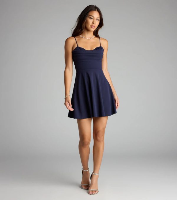 Sultry Glow Sequin Lace Trim Skater Dress - Image 7