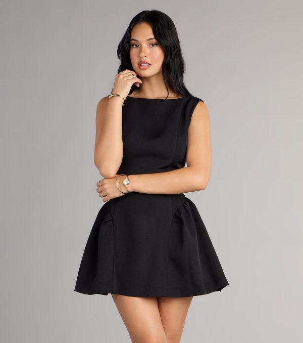Chic Sensation Low Back Crepe Skater Dress - Image 5