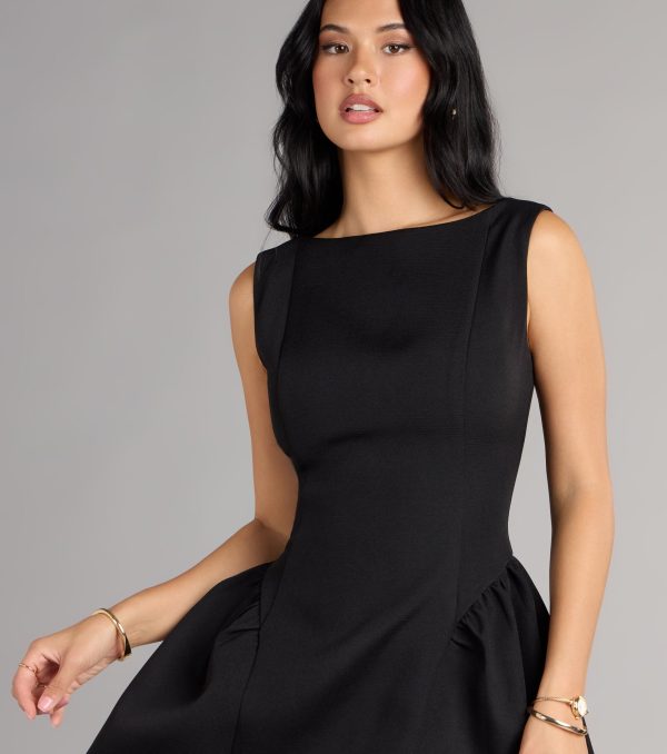 Chic Sensation Low Back Crepe Skater Dress - Image 8