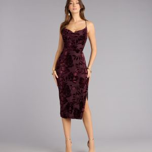 Velvet Promise Floral Midi Dress