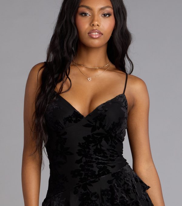 Dare Me Velvet Mesh Ruffle Dress - Image 4