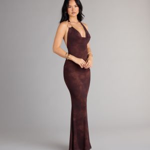 High Drama Halter Cowl Neck Maxi Dress