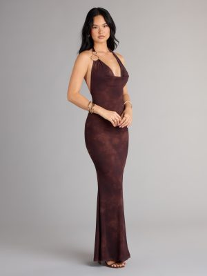 High Drama Halter Cowl Neck Maxi Dress