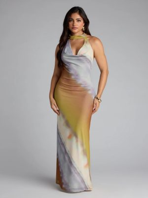Sunset Mood Tie Dye Halter Maxi Dress