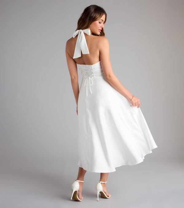 Love At First Twirl Halter Corset Satin Midi Dress - Image 2