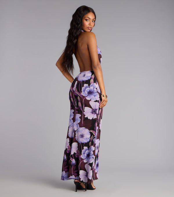Petal Noir Floral Chiffon Maxi Dress - Image 2