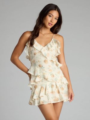 Floral Darling Chiffon Ruffle Mini Dress