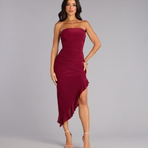 Caught Your Eye Strapless Midi Dress