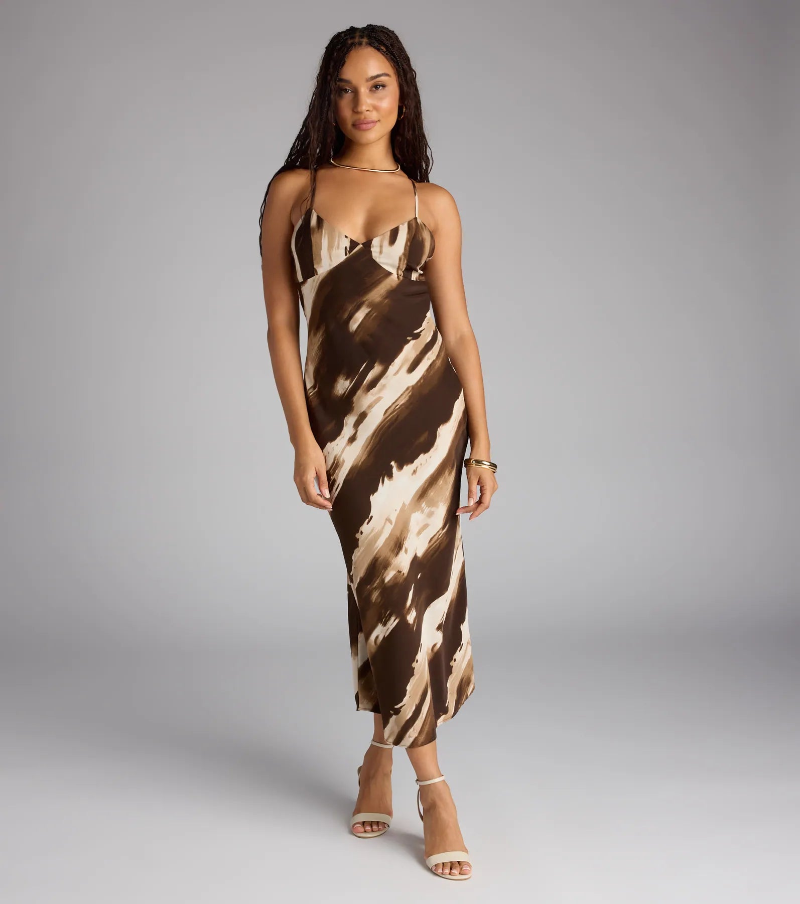 Paint The Night Abstract Open Back Midi Dress - Image 4