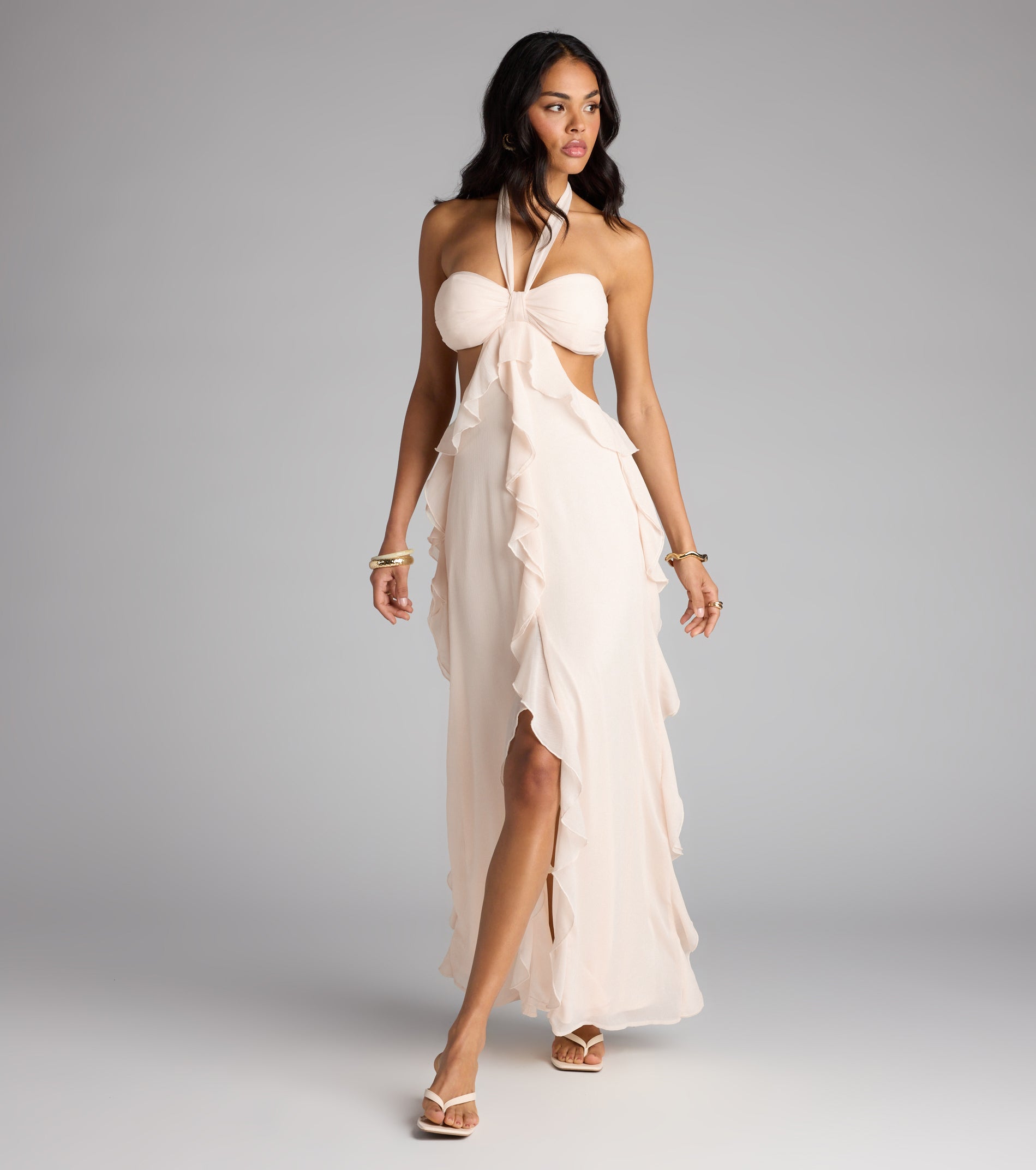 Ruffle and Ready Chiffon Halter Maxi Dress - Image 9