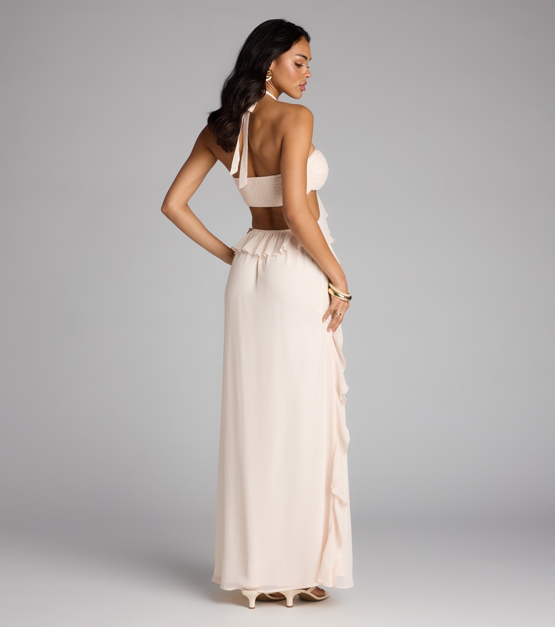 Ruffle and Ready Chiffon Halter Maxi Dress - Image 10